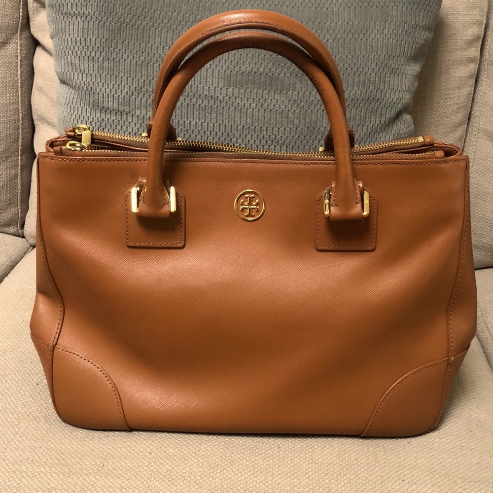 Tory Burch Robinson Large Satchel Caramel